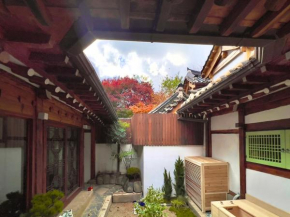 A traditional Korean House with a yard